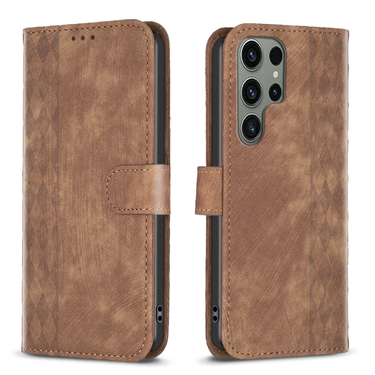 Plaid Embossed Leather Phone Case, For Samsung Galaxy A35, For Samsung Galaxy S24 Ultra 5G, For Samsung Galaxy A15, For Samsung Galaxy A25 5G, For Samsung Galaxy S23 5G, For Samsung Galaxy A55, For Samsung Galaxy S24+ 5G, For Samsung Galaxy S23 FE 5G  ...