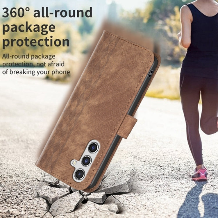 Plaid Embossed Leather Phone Case, For Samsung Galaxy A35, For Samsung Galaxy S24 Ultra 5G, For Samsung Galaxy A15, For Samsung Galaxy A25 5G, For Samsung Galaxy S23 5G, For Samsung Galaxy A55, For Samsung Galaxy S24+ 5G, For Samsung Galaxy S23 FE 5G  ...