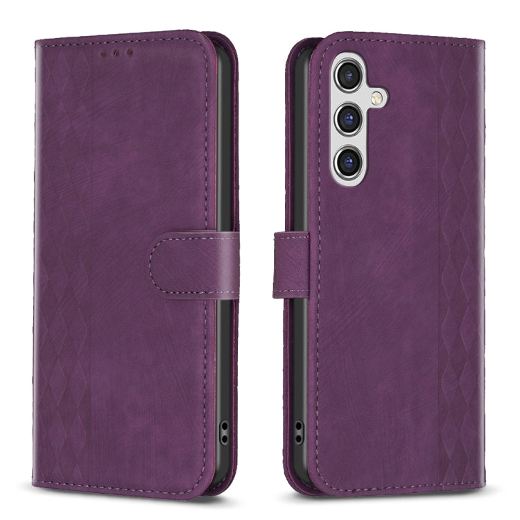 Plaid Embossed Leather Phone Case, For Samsung Galaxy A35, For Samsung Galaxy S24 Ultra 5G, For Samsung Galaxy A15, For Samsung Galaxy A25 5G, For Samsung Galaxy S23 5G, For Samsung Galaxy A55, For Samsung Galaxy S24+ 5G, For Samsung Galaxy S23 FE 5G  ...