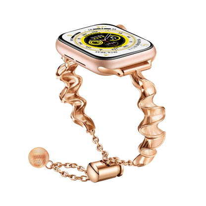 Ribbon Wave Metal Watch Band, For Apple Watch Series 10 46mm, For Apple Watch Series 10 42mm, For Apple Watch SE 2023 44mm, For Apple Watch SE 2023 40mm, For Apple Watch Ultra 2 49mm, For Apple Watch 9 45mm, For Apple Watch 9 41mm                      ...