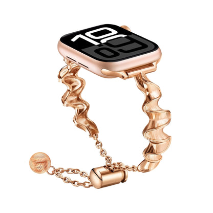 Ribbon Wave Metal Watch Band, For Apple Watch Series 10 46mm, For Apple Watch Series 10 42mm, For Apple Watch SE 2023 44mm, For Apple Watch SE 2023 40mm, For Apple Watch Ultra 2 49mm, For Apple Watch 9 45mm, For Apple Watch 9 41mm                      ...