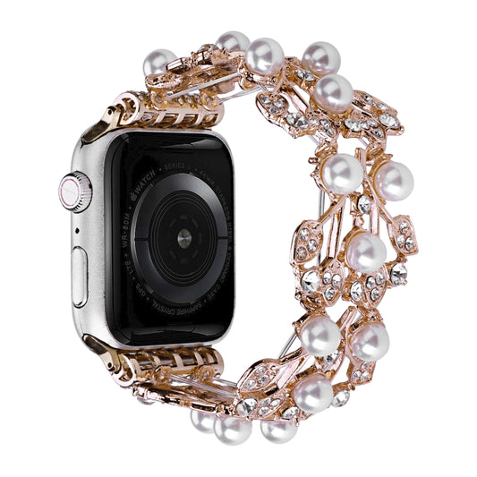 Four-leaf Bead Metal Watch Band, For Apple Watch 6 40mm, For Apple Watch 6 44mm, For Apple Watch 5 44mm, For Apple Watch 5 40mm, For Apple Watch 4 44mm, For Apple Watch 4 40mm, For Apple Watch 3 38mm, For Apple Watch 3 42mm, For Apple Watch 2 42mm     ...
