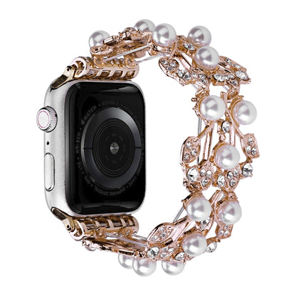 Four-leaf Bead Metal Watch Band, For Apple Watch Series 10 46mm, For Apple Watch Series 10 42mm, For Apple Watch SE 2023 44mm, For Apple Watch SE 2023 40mm, For Apple Watch Ultra 2 49mm, For Apple Watch 9 45mm, For Apple Watch 9 41mm                   ...