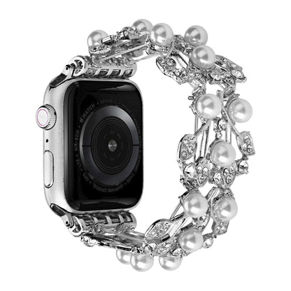 Four-leaf Bead Metal Watch Band, For Apple Watch Series 10 46mm, For Apple Watch Series 10 42mm, For Apple Watch SE 2023 44mm, For Apple Watch SE 2023 40mm, For Apple Watch Ultra 2 49mm, For Apple Watch 9 45mm, For Apple Watch 9 41mm                   ...