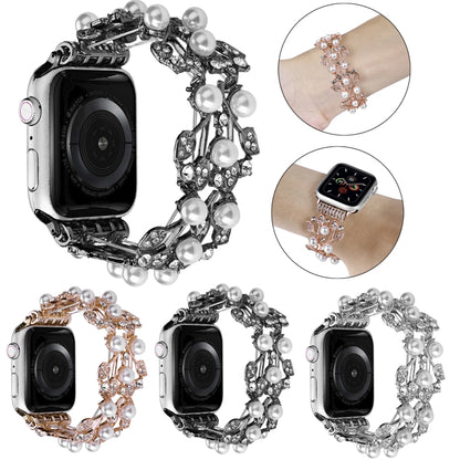 Four-leaf Bead Metal Watch Band, For Apple Watch Series 10 46mm, For Apple Watch Series 10 42mm, For Apple Watch SE 2023 44mm, For Apple Watch SE 2023 40mm, For Apple Watch Ultra 2 49mm, For Apple Watch 9 45mm, For Apple Watch 9 41mm                   ...