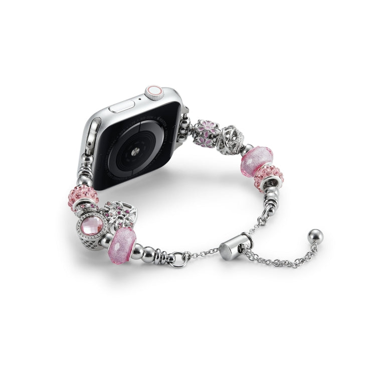Bead Bracelet Metal Watch Band, For Apple Watch 8 45mm, For Apple Watch SE 2022 40mm, For Apple Watch SE 2022 44mm, For Apple Watch 7 41mm, For Apple Watch 7 45mm, For Apple Watch SE 40mm, For Apple Watch SE 44mm, For Apple Watch 6 40mm                ...