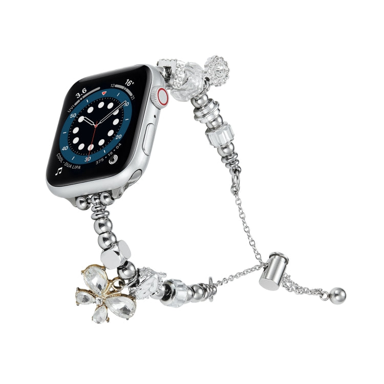 Bead Bracelet Metal Watch Band, For Apple Watch 8 45mm, For Apple Watch SE 2022 40mm, For Apple Watch SE 2022 44mm, For Apple Watch 7 41mm, For Apple Watch 7 45mm, For Apple Watch SE 40mm, For Apple Watch SE 44mm, For Apple Watch 6 40mm                ...