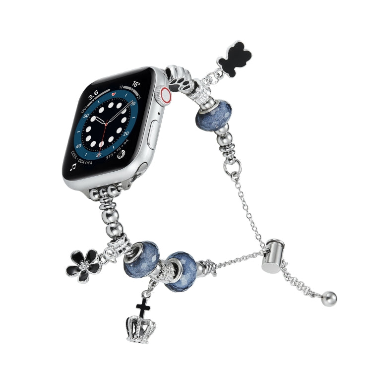 Bead Bracelet Metal Watch Band, For Apple Watch 8 45mm, For Apple Watch SE 2022 40mm, For Apple Watch SE 2022 44mm, For Apple Watch 7 41mm, For Apple Watch 7 45mm, For Apple Watch SE 40mm, For Apple Watch SE 44mm, For Apple Watch 6 40mm                ...