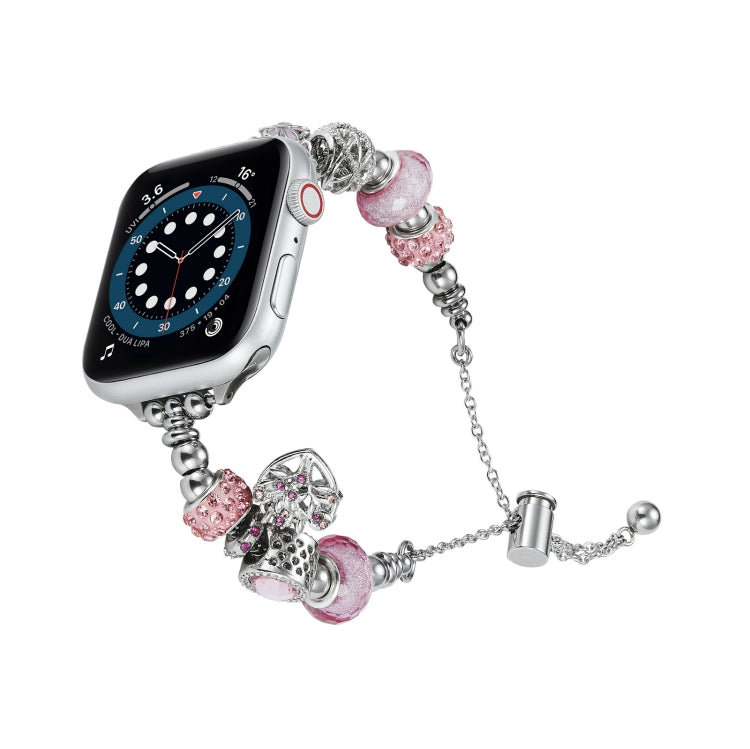 Bead Bracelet Metal Watch Band, For Apple Watch 8 45mm, For Apple Watch SE 2022 40mm, For Apple Watch SE 2022 44mm, For Apple Watch 7 41mm, For Apple Watch 7 45mm, For Apple Watch SE 40mm, For Apple Watch SE 44mm, For Apple Watch 6 40mm                ...