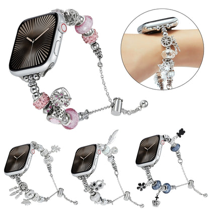 Bead Bracelet Metal Watch Band, For Apple Watch Series 10 46mm, For Apple Watch Series 10 42mm, For Apple Watch SE 2023 44mm, For Apple Watch SE 2023 40mm, For Apple Watch Ultra 2 49mm, For Apple Watch 9 45mm, For Apple Watch 9 41mm                    ...