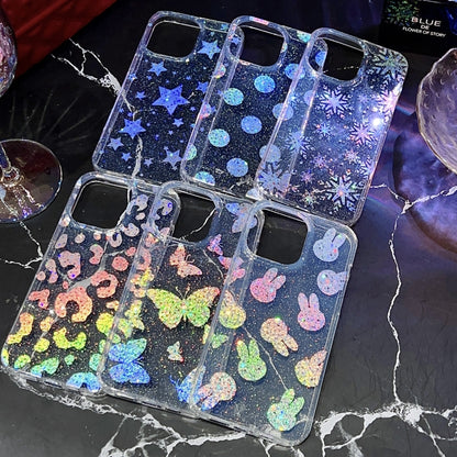 Little Star Series Glitter Powder TPU Phone Case, For iPhone 14, For iPhone 14 Pro, For iPhone 14 Pro Max, For iPhone 13