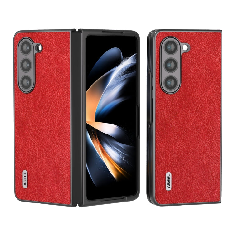 ABEEL Retro Litchi Texture PU Phone Case, For Samsung Galaxy Z Flip5, For Samsung Galaxy Z Fold5