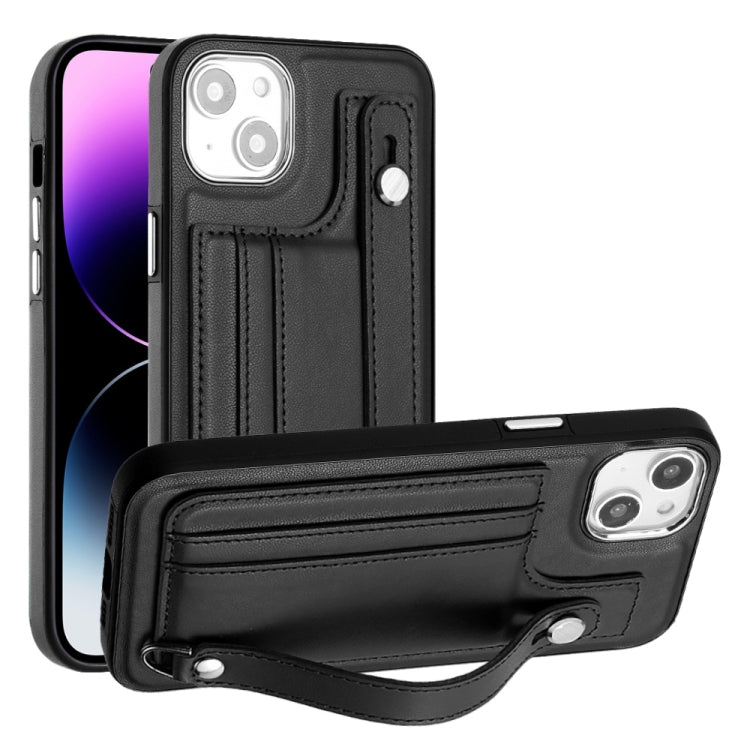 Shockproof Leather Phone Case with Wrist Strap, For iPhone 15 Pro Max, For iPhone 14, For iPhone 14 Plus, For iPhone 15 Pro, For iPhone 15 Plus, For iPhone 14 Pro, For iPhone 15, For iPhone 14 Pro Max