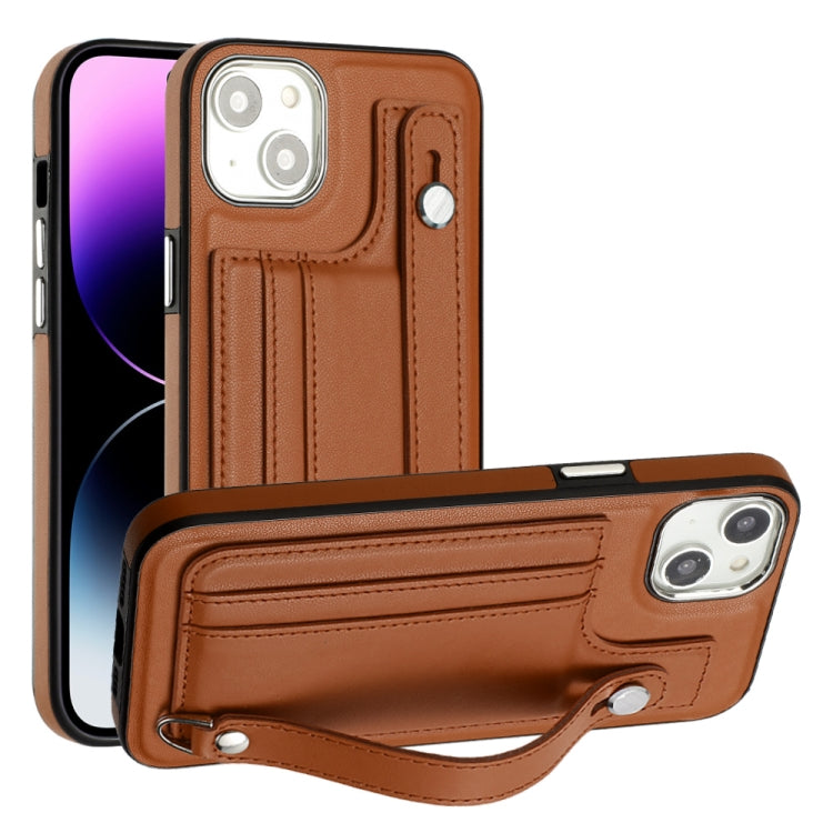 Shockproof Leather Phone Case with Wrist Strap, For iPhone 15 Pro Max, For iPhone 14, For iPhone 14 Plus, For iPhone 15 Pro, For iPhone 15 Plus, For iPhone 14 Pro, For iPhone 15, For iPhone 14 Pro Max