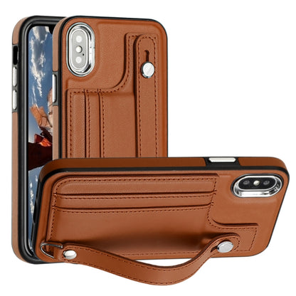 Shockproof Leather Phone Case with Wrist Strap, For iPhone XS Max, For iPhone XR, For iPhone X / XS, For iPhone SE 2022/SE 2020/6/7/8, For iPhone 6 Plus/7 Plus/8 Plus