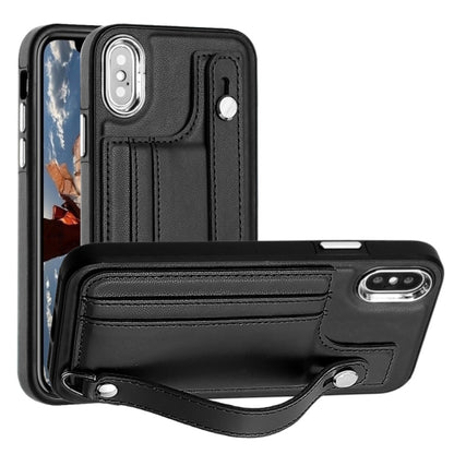 Shockproof Leather Phone Case with Wrist Strap, For iPhone XS Max, For iPhone XR, For iPhone X / XS, For iPhone SE 2022/SE 2020/6/7/8, For iPhone 6 Plus/7 Plus/8 Plus