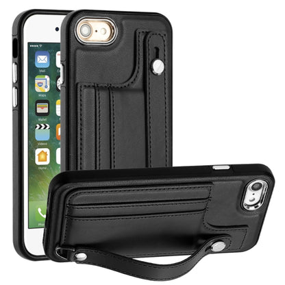 Shockproof Leather Phone Case with Wrist Strap, For iPhone XS Max, For iPhone XR, For iPhone X / XS, For iPhone SE 2022/SE 2020/6/7/8, For iPhone 6 Plus/7 Plus/8 Plus