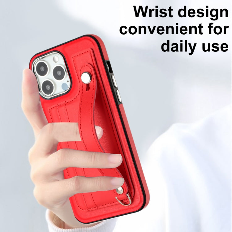 Shockproof Leather Phone Case with Wrist Strap, For iPhone 15 Pro Max, For iPhone 14, For iPhone 14 Plus, For iPhone 15 Pro, For iPhone 15 Plus, For iPhone 14 Pro, For iPhone 14 Pro Max, For iPhone 15