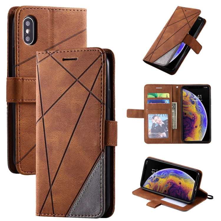 Skin Feel Splicing Horizontal Flip Leather Case with Holder & Card Slots & Wallet & Photo Frame, For iPhone XS / X, For iPhone 6 Plus, For iPhone 6, For iPhone 7 Plus, For iPhone 11, For iPhone 11 Pro, For iPhone 11 Pro Max                             ...