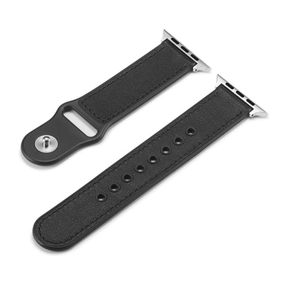 Single Buckle TPU+ Genuine Leather Watchband, For Apple Watch Series 7 41mm / 6 & SE & 5 & 4 40mm / 3 & 2 & 1 38mm, For Apple Watch Series 7 45mm / 6 & SE & 5 & 4 44mm / 3 & 2 & 1 42mm, For Apple Watch Series 8&7 41mm / SE 2&6&SE&5&4 40mm / 3&2&1 38mm ...