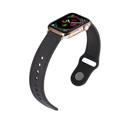 Single Buckle TPU+ Genuine Leather Watchband, For Apple Watch Series 7 41mm / 6 & SE & 5 & 4 40mm / 3 & 2 & 1 38mm, For Apple Watch Series 7 45mm / 6 & SE & 5 & 4 44mm / 3 & 2 & 1 42mm, For Apple Watch Series 8&7 41mm / SE 2&6&SE&5&4 40mm / 3&2&1 38mm ...