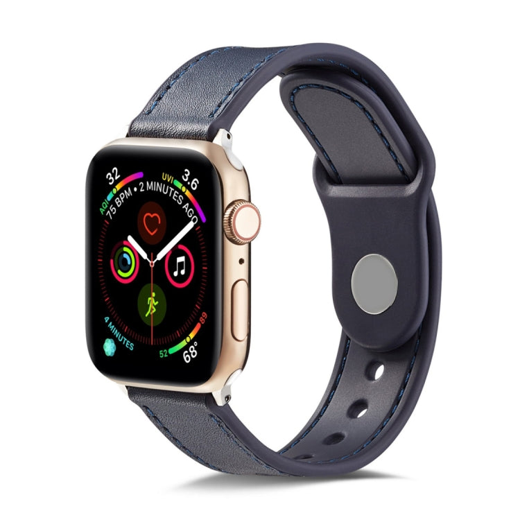 Single Buckle TPU+ Genuine Leather Watchband, For Apple Watch Series 7 41mm / 6 & SE & 5 & 4 40mm / 3 & 2 & 1 38mm, For Apple Watch Series 7 45mm / 6 & SE & 5 & 4 44mm / 3 & 2 & 1 42mm, For Apple Watch Series 8&7 41mm / SE 2&6&SE&5&4 40mm / 3&2&1 38mm ...