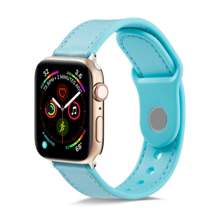Single Buckle TPU+ Genuine Leather Watchband, For Apple Watch Series 7 41mm / 6 & SE & 5 & 4 40mm / 3 & 2 & 1 38mm, For Apple Watch Series 7 45mm / 6 & SE & 5 & 4 44mm / 3 & 2 & 1 42mm, For Apple Watch Series 8&7 41mm / SE 2&6&SE&5&4 40mm / 3&2&1 38mm ...