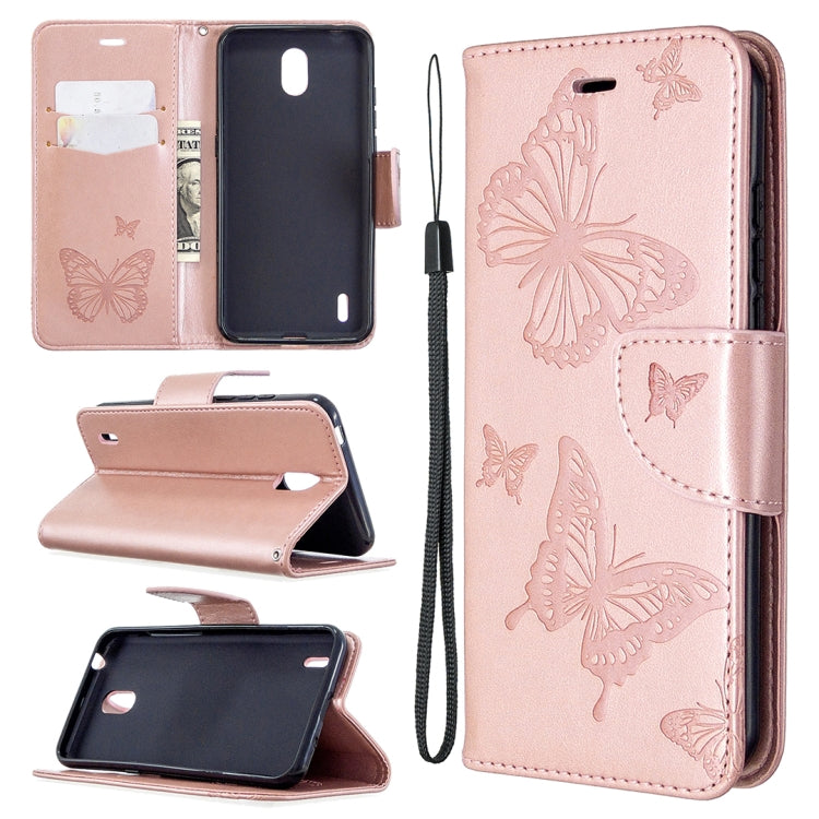 Two Butterflies Embossing Pattern Horizontal Flip Leather Case with Holder & Card Slot & Wallet & Lanyard, For LG K61, For Nokia 1.3, For Samsung Galaxy A31