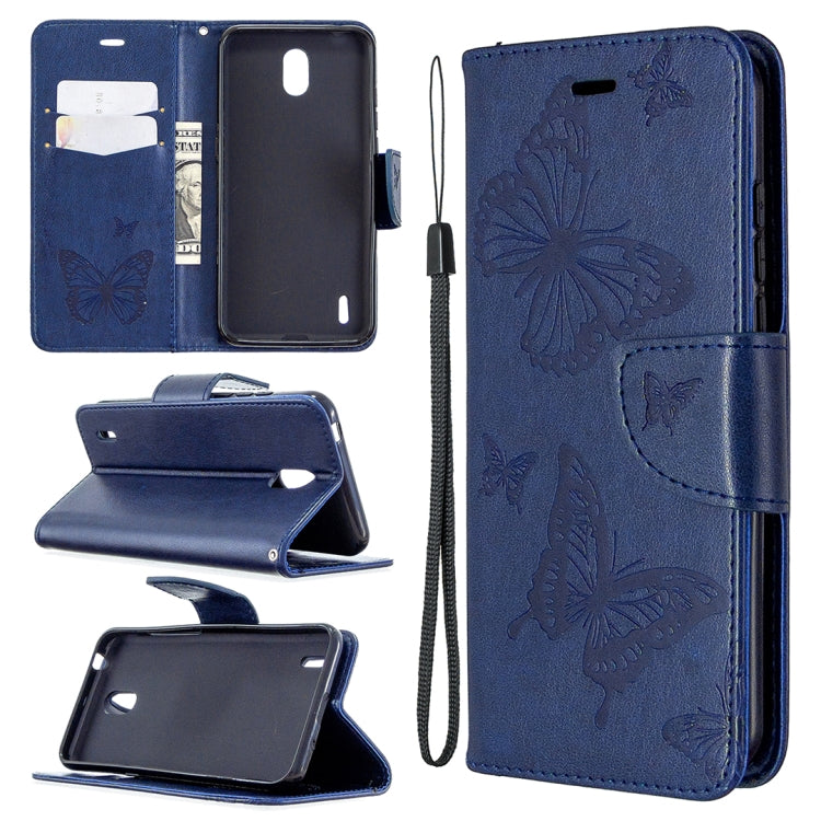 Two Butterflies Embossing Pattern Horizontal Flip Leather Case with Holder & Card Slot & Wallet & Lanyard, For LG K61, For Nokia 1.3, For Samsung Galaxy A31