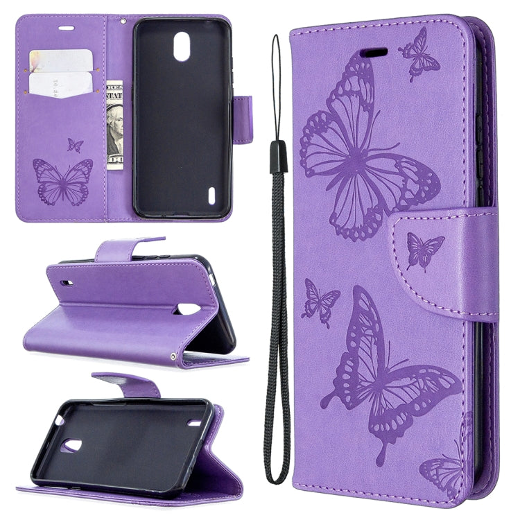 Two Butterflies Embossing Pattern Horizontal Flip Leather Case with Holder & Card Slot & Wallet & Lanyard, For LG K61, For Nokia 1.3, For Samsung Galaxy A31