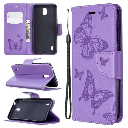 Two Butterflies Embossing Pattern Horizontal Flip Leather Case with Holder & Card Slot & Wallet & Lanyard, For LG K61, For Nokia 1.3, For Samsung Galaxy A31
