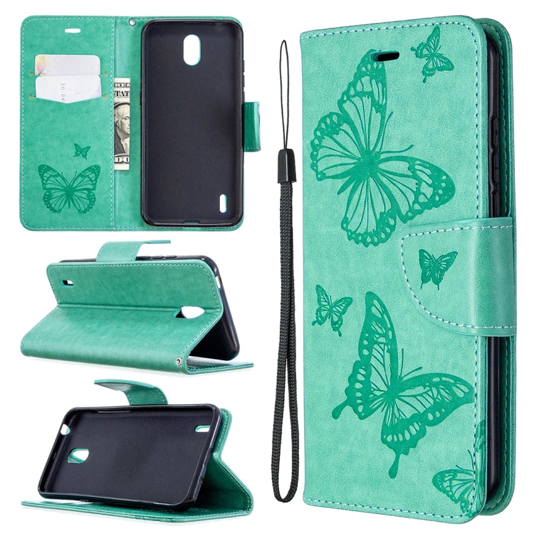 Two Butterflies Embossing Pattern Horizontal Flip Leather Case with Holder & Card Slot & Wallet & Lanyard, For LG K61, For Nokia 1.3, For Samsung Galaxy A31