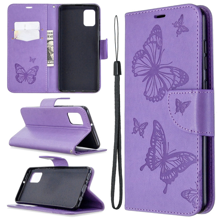 Two Butterflies Embossing Pattern Horizontal Flip Leather Case with Holder & Card Slot & Wallet & Lanyard, For LG K61, For Nokia 1.3, For Samsung Galaxy A31