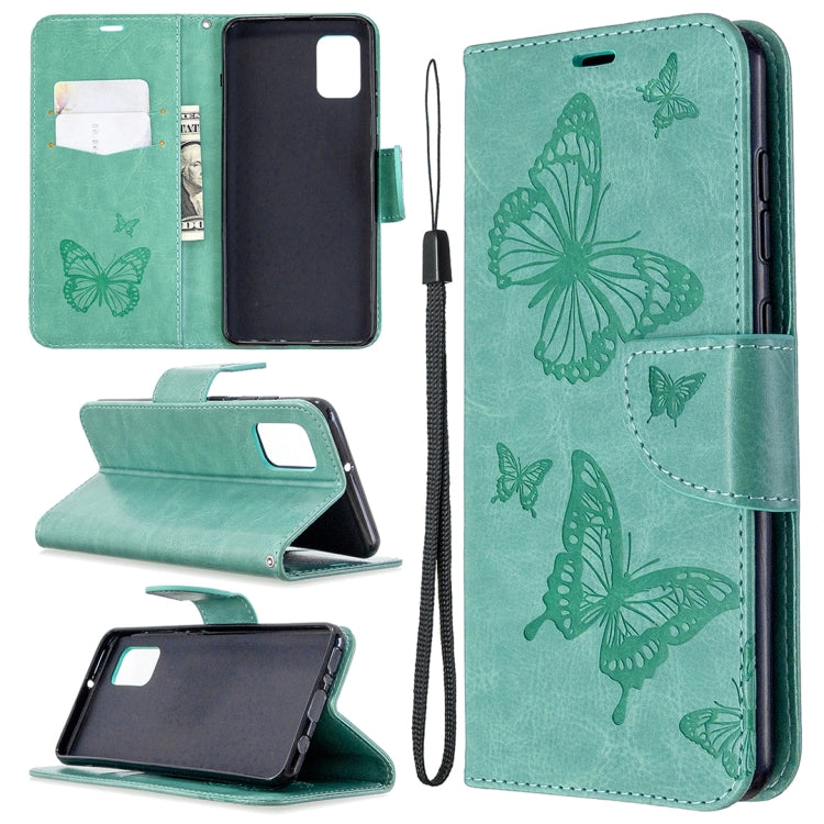 Two Butterflies Embossing Pattern Horizontal Flip Leather Case with Holder & Card Slot & Wallet & Lanyard, For LG K61, For Nokia 1.3, For Samsung Galaxy A31