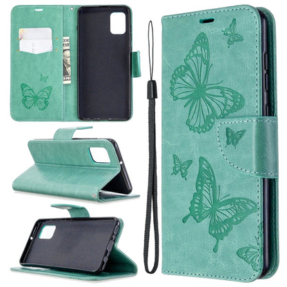 Two Butterflies Embossing Pattern Horizontal Flip Leather Case with Holder & Card Slot & Wallet & Lanyard, For LG K61, For Nokia 1.3, For Samsung Galaxy A31
