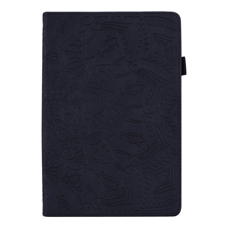 Calf Pattern Double Folding Design Embossed Leather Case with  Holder & Card Slots & Pen Slot &   Elastic Band, For Samsung Galaxy Tab S6 Lite