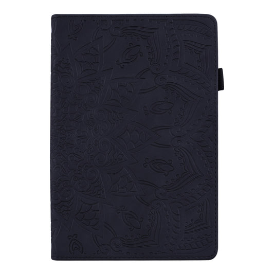 Calf Pattern Double Folding Design Embossed Leather Case with  Holder & Card Slots & Pen Slot &   Elastic Band, For Samsung Galaxy Tab S6 Lite