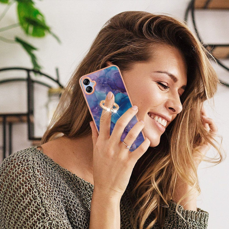 Electroplating Marble Dual-side IMD Phone Case with Ring, For Samsung Galaxy A15 5G, For Samsung Galaxy A55, For Samsung Galaxy A35, For Samsung Galaxy S24 Ultra 5G, For Samsung Galaxy S24+ 5G, For Samsung Galaxy S24 5G, For Samsung Galaxy A05         ...