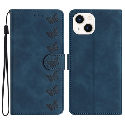 Seven Butterflies Embossed Leather Phone Case, For iPhone 14 Pro Max, For iPhone 13 Pro Max, For iPhone 13 Pro, For iPhone 13, For iPhone 13 mini, For iPhone 12, For iPhone 12 Pro Max, For iPhone 12 Pro