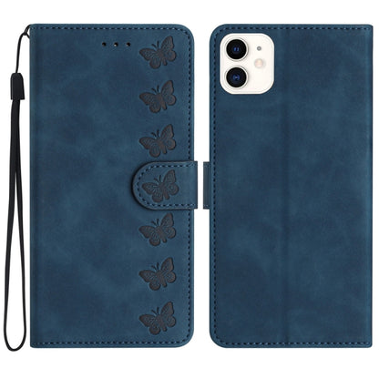 Seven Butterflies Embossed Leather Phone Case, For iPhone 14 Pro Max, For iPhone 13 Pro Max, For iPhone 13 Pro, For iPhone 13, For iPhone 13 mini, For iPhone 12, For iPhone 12 Pro Max, For iPhone 12 Pro
