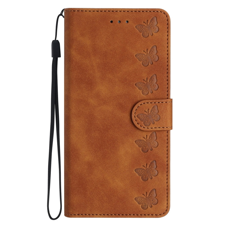 Seven Butterflies Embossed Leather Phone Case, For iPhone 16, For iPhone 15 Pro Max, For iPhone 15 Pro, For iPhone 15 Plus, For iPhone 15, For iPhone 14 Plus, For iPhone 14, For iPhone 14 Pro