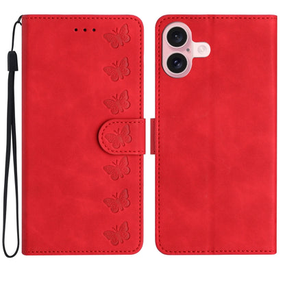 Seven Butterflies Embossed Leather Phone Case, For iPhone 16, For iPhone 15 Pro Max, For iPhone 15 Pro, For iPhone 15 Plus, For iPhone 15, For iPhone 14 Plus, For iPhone 14, For iPhone 14 Pro
