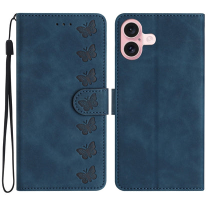 Seven Butterflies Embossed Leather Phone Case, For iPhone 16, For iPhone 15 Pro Max, For iPhone 15 Pro, For iPhone 15 Plus, For iPhone 15, For iPhone 14 Plus, For iPhone 14, For iPhone 14 Pro