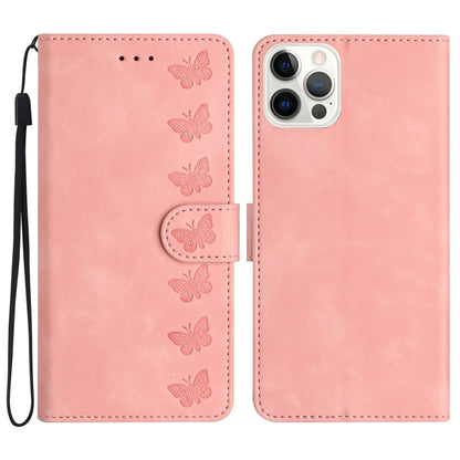 Seven Butterflies Embossed Leather Phone Case, For iPhone 16e / 17e, For iPhone 17 Pro Max, For iPhone 17 Pro, For iPhone 17, For iPhone Air, For iPhone 16 Pro Max, For iPhone 16 Pro, For iPhone 16 Plus