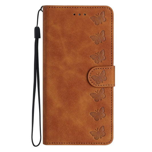 Seven Butterflies Embossed Leather Phone Case, For iPhone 16e / 17e, For iPhone 17 Pro Max, For iPhone 17 Pro, For iPhone 17, For iPhone Air, For iPhone 16 Pro Max, For iPhone 16 Pro, For iPhone 16 Plus