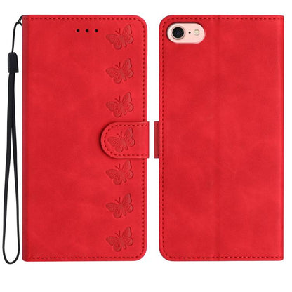 Seven Butterflies Embossed Leather Phone Case, For iPhone 16e / 17e, For iPhone 17 Pro Max, For iPhone 17 Pro, For iPhone 17, For iPhone Air, For iPhone 16 Pro Max, For iPhone 16 Pro, For iPhone 16 Plus