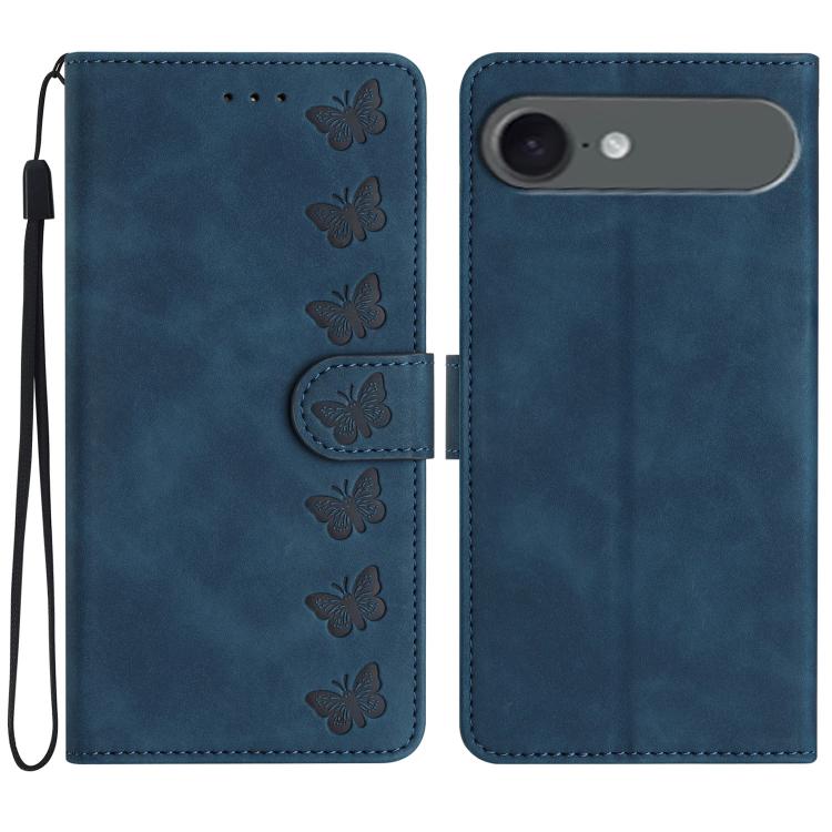 Seven Butterflies Embossed Leather Phone Case, For iPhone 16e / 17e, For iPhone 17 Pro Max, For iPhone 17 Pro, For iPhone 17, For iPhone Air, For iPhone 16 Pro Max, For iPhone 16 Pro, For iPhone 16 Plus