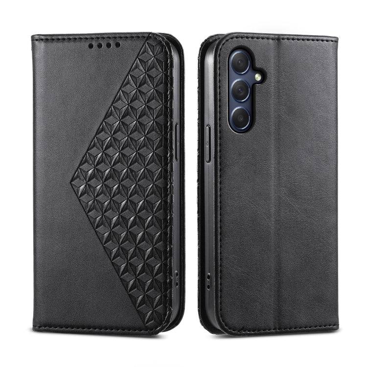 Cubic Grid Calf Texture Magnetic Leather Phone Case, For Samsung Galaxy M54 5G