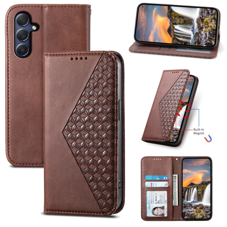 Cubic Grid Calf Texture Magnetic Leather Phone Case, For Samsung Galaxy M54 5G