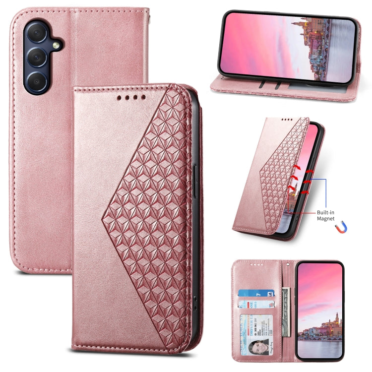Cubic Grid Calf Texture Magnetic Leather Phone Case, For Samsung Galaxy M54 5G